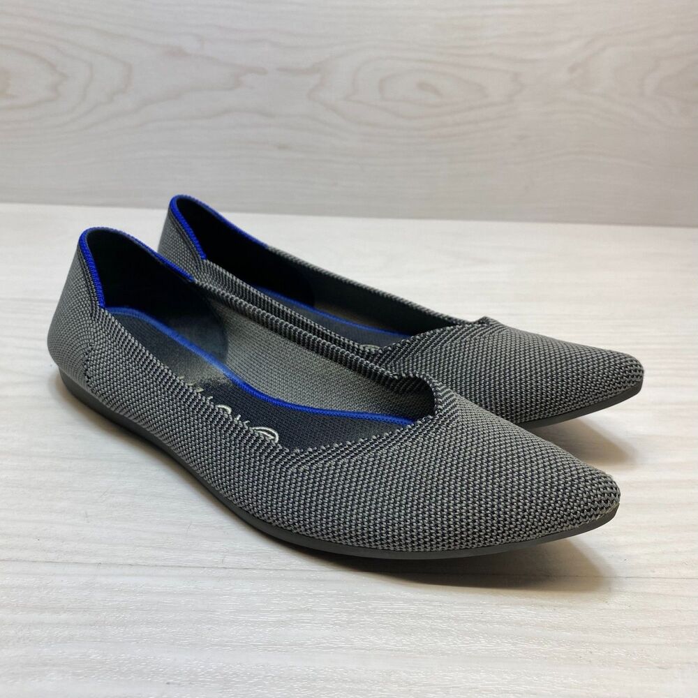Rothy’s The Point Flats Womens Size 8 Gray Knit Pointed Toe Comfort Washable